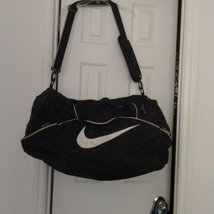 Nike Black Duffel with White Swoosh Accent